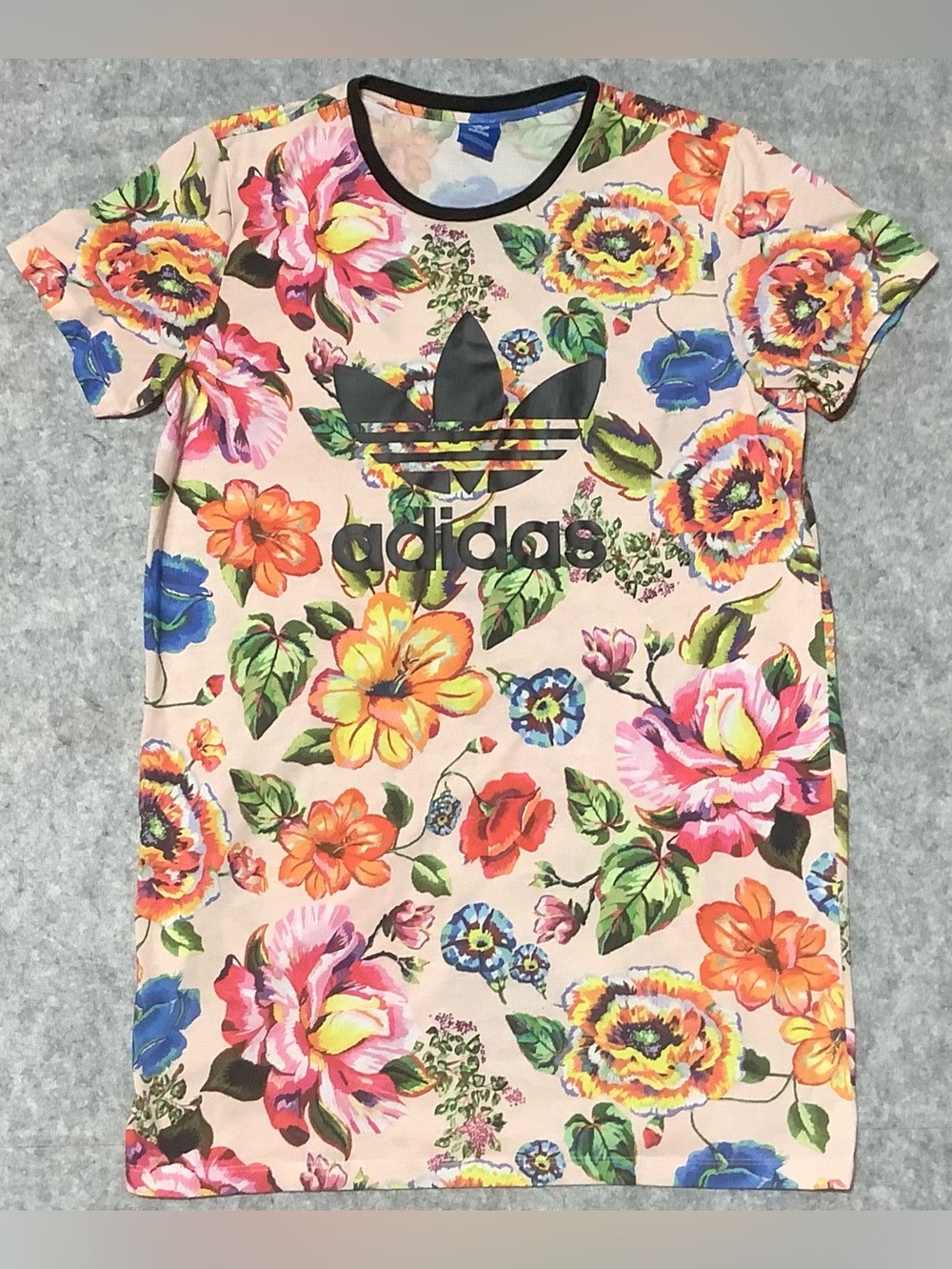 adidas FARM Rio Floral Tee Dress Black Adidas logo